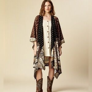 Altar’d State patchwork kimono leopard duster M/L